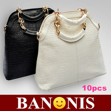 Ms 2014 fashion crocodile grain bag, leisure bag, mature and high business single shoulder bag, black and white,13*34*29cm,10X