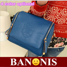 Novel style crown leather handbags, women’s shoulder slope bag, messenger bags, handbags, fashion joker black, blue, sky blue