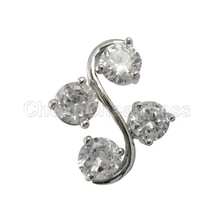 One Pcs Bling Fashion Elegant 4 Gem Vine Reverse Belly Navel Ring Classy Piercing Jewelry