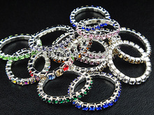 Freeshipping 2014 New 48pcs Mix Color Czech Rhinestones Stretchy Silver P Women Rings or Toe rings