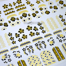 Nail art sticker 60 fingernails design per sheet High Quality 3D Gold Nail Art Stickers Decals