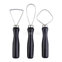 #Cu3 3 Pcs Wood Pottery Clay Sculpture Big Loop Tool with Steel Flat Wire