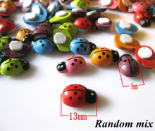 200PCS LOT Mixed color mini wood ladybug stickers Sponge stickers Easter decoration Home decoration Kids Jewelry