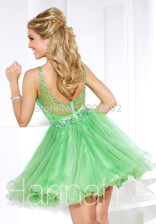 2015 Fancy Beads Light green Short Homecoming Dresses / Custom Homecoming Gown /A-Line Prom Dress /2014 short summer Dress SC22