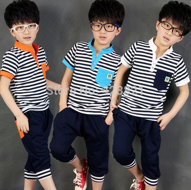 Boys Navy V-neck striped summer suit Korean Children Set boys uniform ... Boys Navy V-neck striped summer suit Korean Children Set boys uniform ...