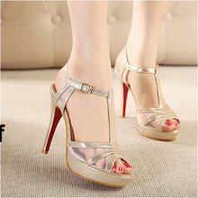 white gold Princess high heel t strap sandals platform thin heels women’s shoes cutout sexy open toe sandals