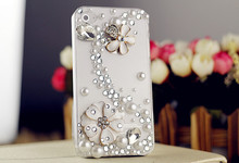 2014 New Luxury Camellia Flower Rhinestone Crystal Diamond for Iphone 4 4s 5 5s Galaxy S3 S4 Note 2 3 Phone Accessories A100