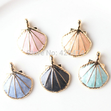 Free shipping gold color plated diy jewelry pendant High quality mix colors 30pcs 20 26MM sea