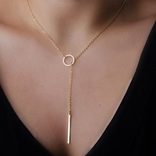 1pc Exquisite Beautiful Simple Golden Bar Lariat Necklace Gift
