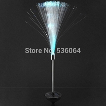 FIBRE OPTIC COLOUR CHANGING LED SOLAR POWER STAKE LIGHT GARDEN OUTDOOR PATH LAMP free shipping