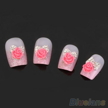 10 PCS Womens Zircon Alloy Bow 3D Nail Art Tips Stickers Decoration Jewelry DIY 06QI