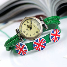 New 2014 fashion jewelry and watch mix color leather bands with american flag wristwatches women