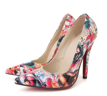 women’pumps  party shoesred sole high-heeled 11cm oil japanned leather high-heeled shoes oil painting mm 43 high-heeled shoes
