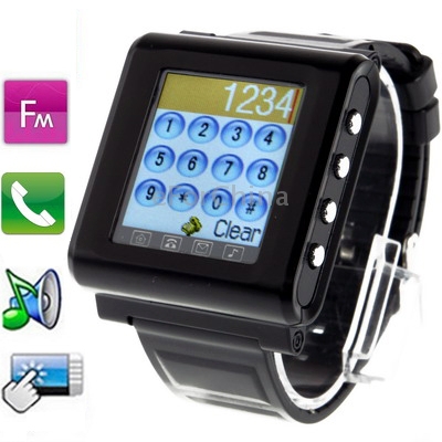 Aoke 812 Black GSM Watch Mobile Phone with Button FM Bluetooth Touch Screen Mobile Phone Single