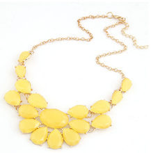 Fashion lady Banquet Accessories multicolour acrylic gem choker necklace Pendant jewelry statement bib necklace women 2014