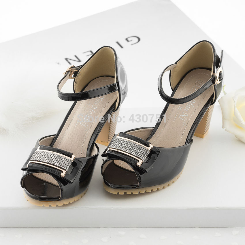 2014 summer new women s fashion rhinestones flower sandals fish head shoes with thick heels mom