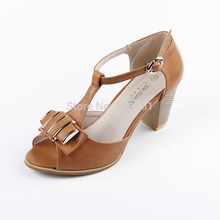 The new spring and summer 2014 women s Korean fashion PU leather stitching shoes fish head