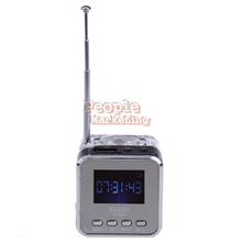 Portable USB Multimedia Mini Speaker Color LCD Alarm TT029 FM Radio Black P4PM