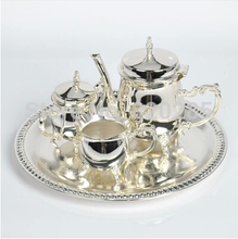 New arrival European style shiny silver finish coffee set 1 set 1 plate 1 coffee pot