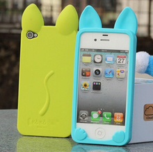 Free shipping 3D koko cute Ear Cat soft silicone Case For Apple IPhone 4 4s phone