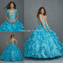 Best Seller Lace Crystals Blue Pink with Sleeves Quinceanera Dresses Ball Gowns 2014 Vestidos De Quinceanera 2014 with Jacket