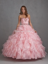 Best Seller Lace Crystals Blue Pink with Sleeves Quinceanera Dresses Ball Gowns 2014 Vestidos De Quinceanera