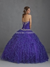 High Quality New Arrival Bandage Purple Quinceanera Dresses Ball Gowns 2014 Beaded Plus Size Luxury Vestidos