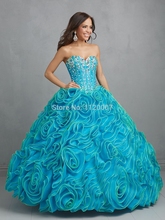 Luxury Turquoise Ball Gowns Quinceanera Dresses 2014 Blue Ruffles Sexy Crystals Rhinestone Vestidos De Quinceanera Girl