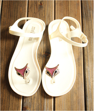 NWT Melissa jelly shoes Fox Rhinestone women Flats flip flops summer crystal slippers sandals 35-39 Free shipping 815#