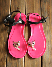 NWT Melissa jelly shoes Fox Rhinestone women Flats flip flops summer crystal slippers sandals 35 39