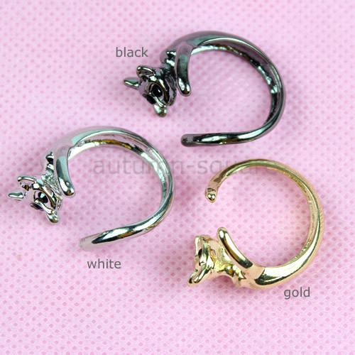 M112 Wholesale 3pcs lot New Fashionable Lovely Rings Cute Small Cat Ring