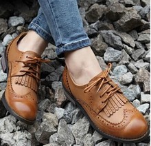 Ladies tassel carved platform shoes woman leather Oxford shoes women’s Brogues Leisure vintage loafers flats single brand shoes