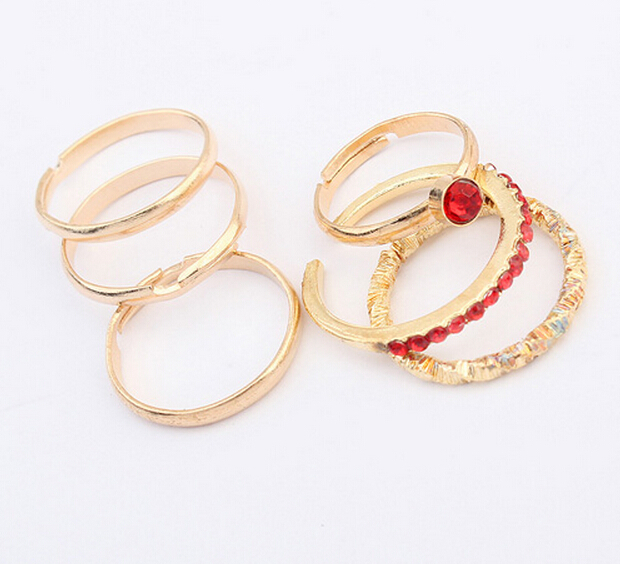 Fashion-Jewelry-6-pcs-set-rhinestone-gold-Rings-Women-Adjustable-ring ...