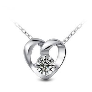 Free shipping 2014 new high quality fashion crystal love heart 925 pure silver female pendant necklaces
