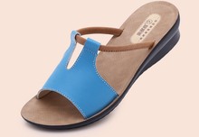 Genuine leather slippers summer maternity slip resistant small wedges slippers flat sandals word slippers sandals 
