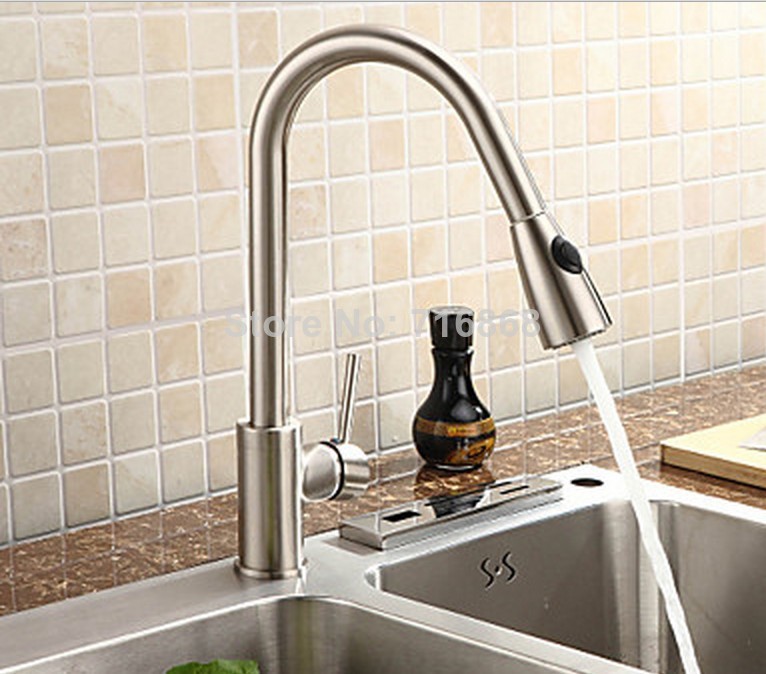 8688 1 5 Construction Real Estate Modern Style Faucet Deck Mounted Nickel Brushed Pull Out kitchen