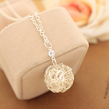 Korean Fashion Silver Plated Chain Hollow Out Ball Long Necklace Pendants for Women Jewelry