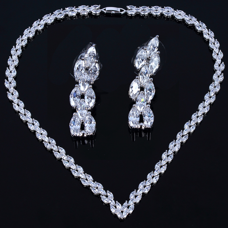 Hot Sell Women Marriage Styles Flower Shape bridal jewelry sets Cubic Zirconia Stone Crysta Jewelry Marriage