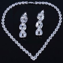 Hot Sell Women Marriage Styles Flower Shape bridal jewelry sets Cubic Zirconia Stone Crysta Jewelry Marriage bridal jewelry sets