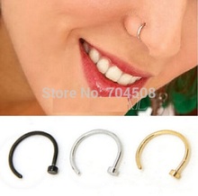 FD737 Titanium Silver Black Gold Nose Hoop Ring Earring Body Piercing New ~2pcs~