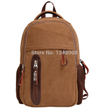 New Fashion Canvas Genuine Leather Men Laptop School Shoulder Bag Women Military Backpack Rucksacks Mochila Masculina