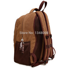 New Fashion Canvas Genuine Leather Men Laptop School Shoulder Bag Women Military Backpack Rucksacks Mochila Masculina