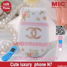 Flip unlocked small cartoon Dual SIM card women kids girls lady cute mini cell mobile phone flower diamond P193