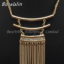 2014 Fashion Charm Lots Gold Chains Rhinestones Metal Pipes Long Necklaces Pendants For Women Jewelry Wholesale