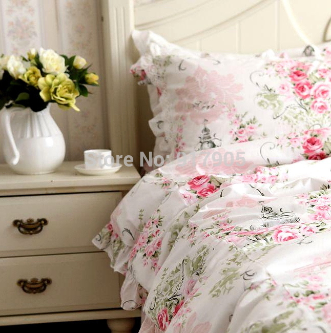 ... Vintage Floral Bed In A Bag Korean Ruffled Fairy Bedding Sets(China