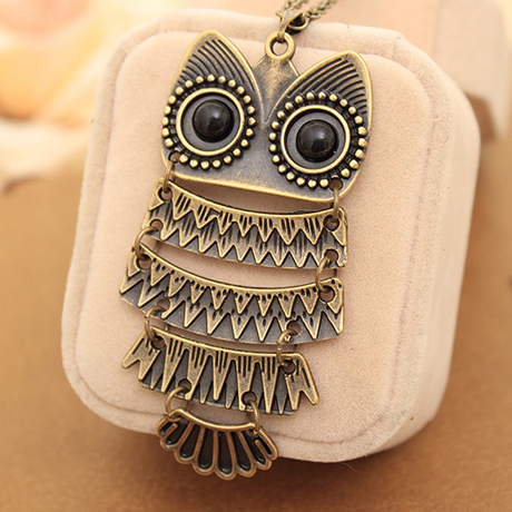 Hot Selling Vintage Antique Bronze Restore Owl Necklace Pendant for Women Jewelry Accessories
