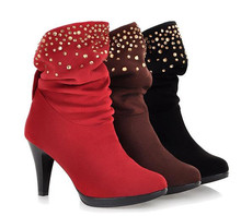 Size 34-39 2014 new autumn&winter elegant rhinestone high heels women platform ankle boots fashion martin boots free shipping