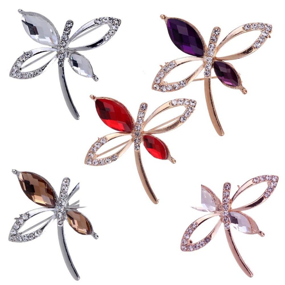 New Fashion Hot Sale Flying Dragonfly Brooch Pin Style Rhinestone Inlay Wedding Jewelry