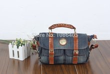 2014 New Vintage Fashion Rivet Jeans 100 Cotton Women HandBags Shoulder Totes For Female Free Shipping