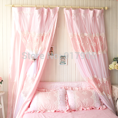 Pink Curtains Elegant Pink Lace Girls Princess Bedroom Curtains ...